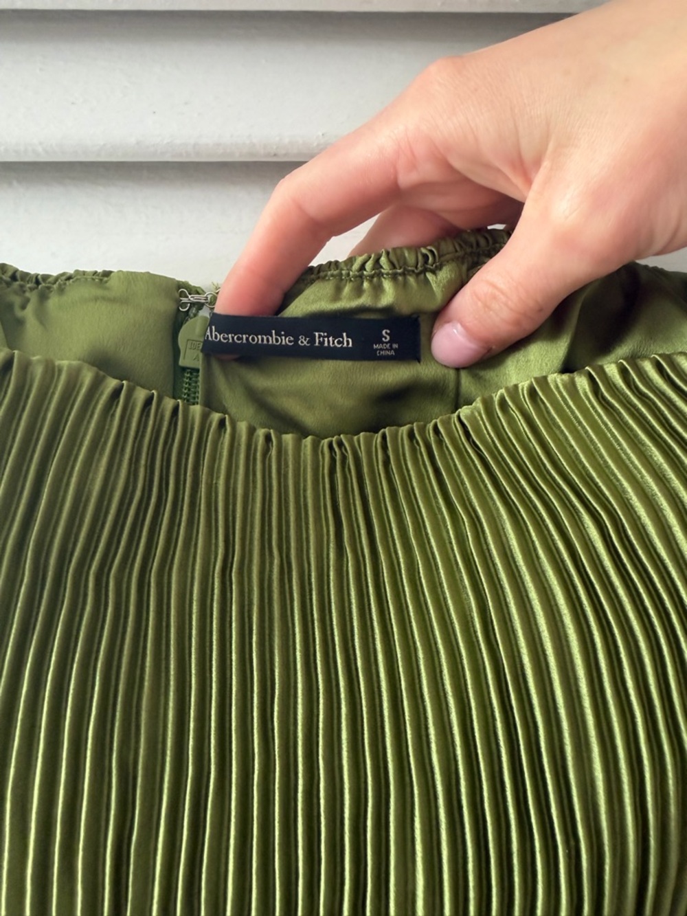 Abercrombie & Fitch Olive Green Strapless Pleated Slip Dress - Picture 3 of 3